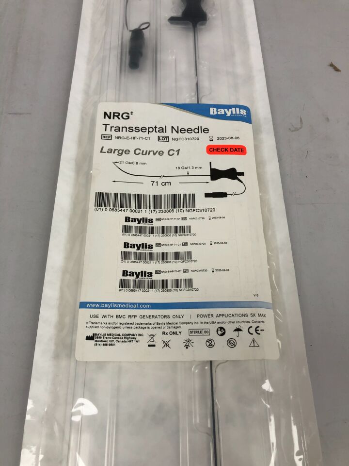 NRG-E-HF-71-C1 - BAYLIS MEDICAL - NRG Transseptal Needle, Large Curve C1, 71cm length, 21G-18G, (EA) - ( Expiry Date: 2023-08-06 )