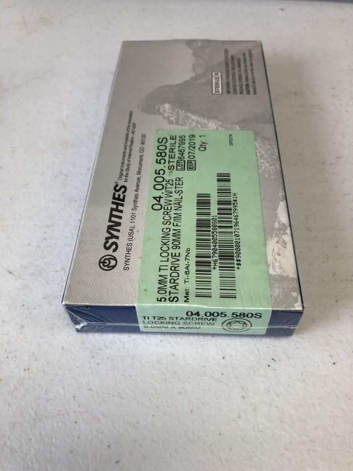04.005.580S - SYNTHES - Titanium T25 Stardrive Locking Screw, 5mm X 90mm, (BX/1) - ( Expiry Date: 2019-07-01 )