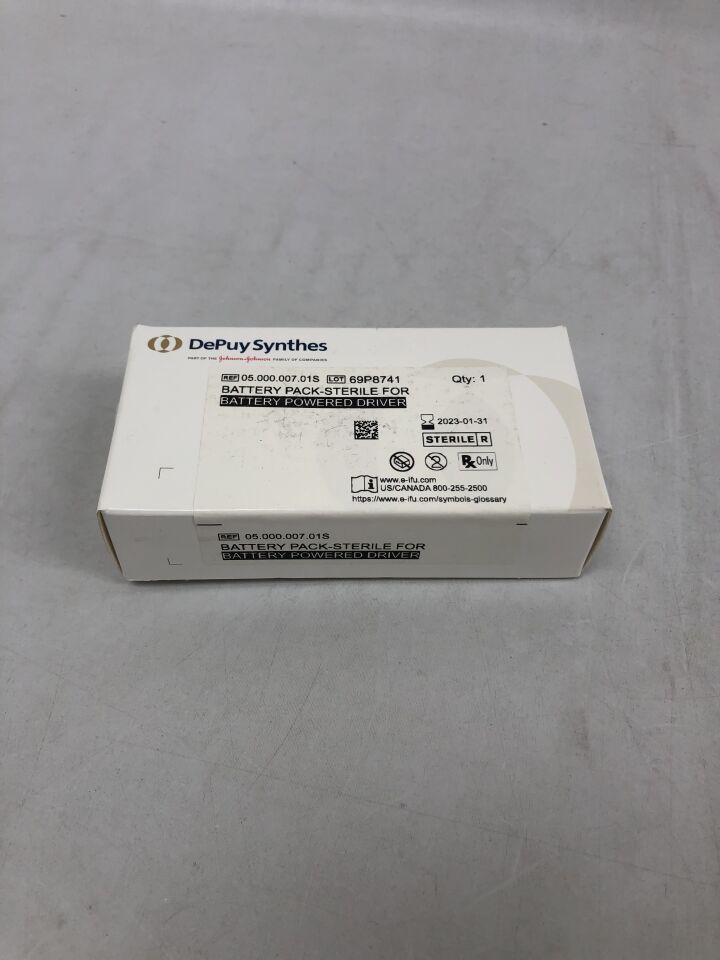 05.000.007.01S - SYNTHES - Battery Pack-Sterile for Battery Powered Driver, () - ( Expiry Date: 2023-01-31 )