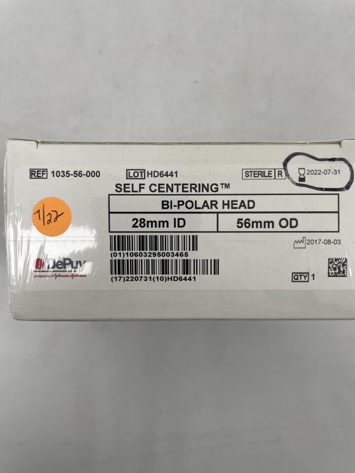 1035-56-000 - DEPUY - SELF CENTERING BI-POLAR HEAD 28mm ID 56mm OD, (BX/1) - ( Expiry Date: 2022-07-31 )