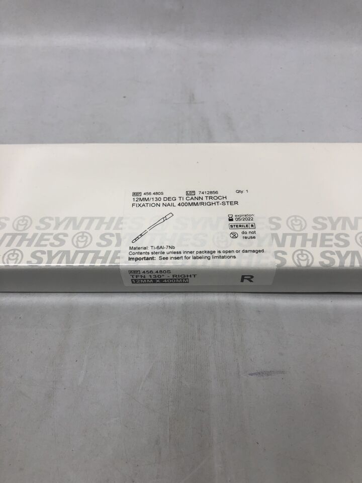 456.480S - SYNTHES - 130 Degree Titanium Cannulated Troch Fixation Nail, 12mm X 400mm, Right, (BX/1) - ( Expiry Date: 2022-05-31 )