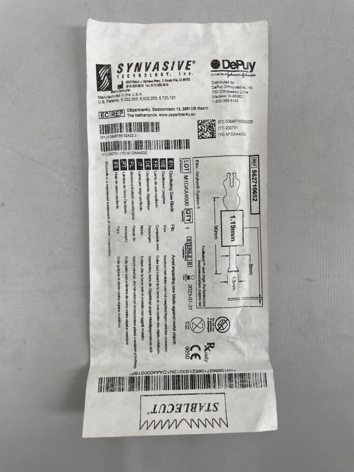 562710652 - SYNVASIVE TECHNOLOGY - Saw Blade, 90mm, (EA) - ( Expiry Date: 2023-07-31 )
