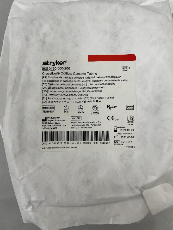 0450-000-200 - STRYKER - crossflow outflow cassette tubing, (EA) - ( Expiry Date: 2024-05-01 )