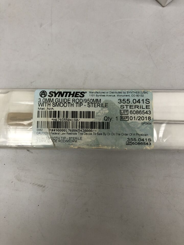 355.041S - SYNTHES - Guide Rod with Smooth Tip, 3 dia. x 950 mm Length, (EA) - ( Expiry Date: 2018-01-31 )