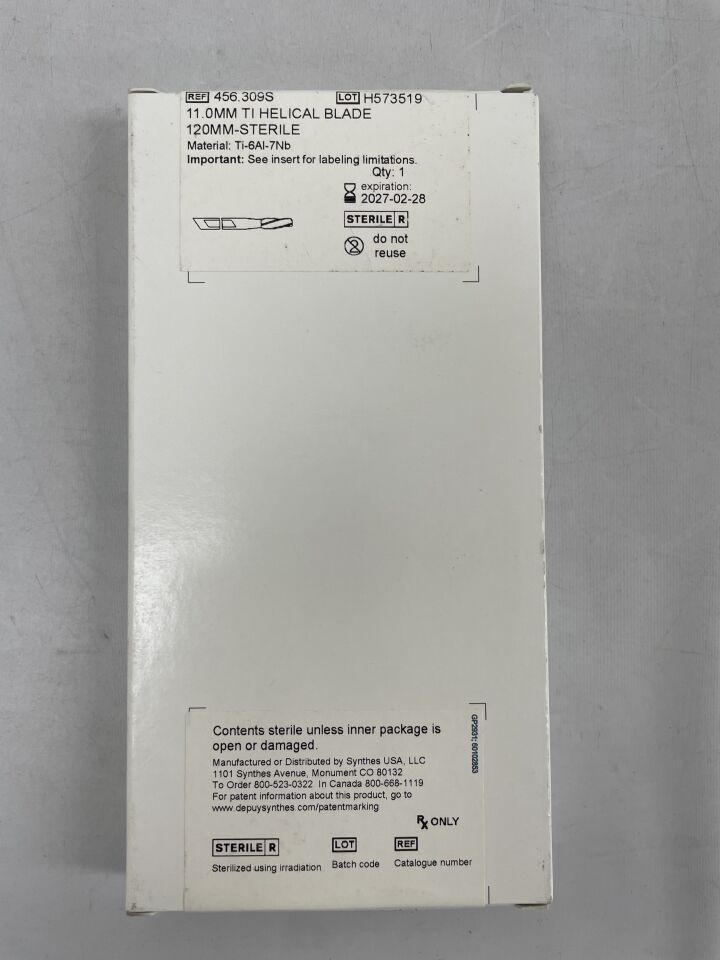 456.309S - SYNTHES - 11.0mm ti helical blade 120mm-sterile, (BX/1) - ( Expiry Date: 2027-02-28 )