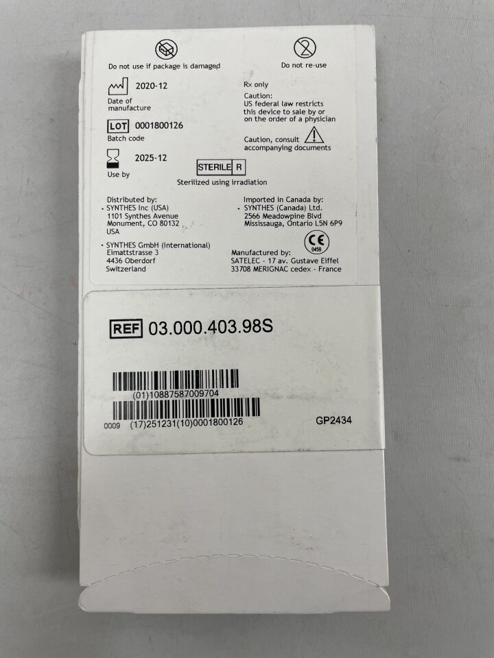 03.000.403.98S - SYNTHES - Saw, 17.8 x 15.2 x 4 x 0.6 mm, Left Version, (EA) - ( Expiry Date: 2025-12-01 )