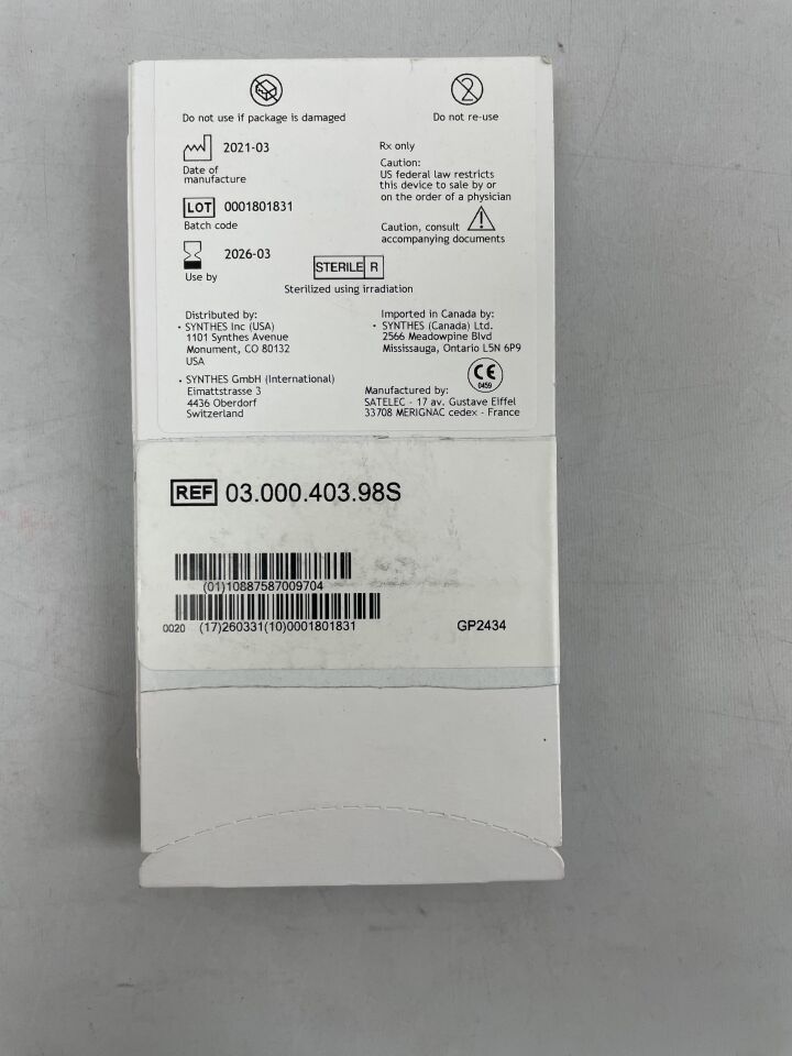 03.000.403.98S - SYNTHES - Saw, 17.8 x 15.2 x 4 x 0.6 mm, Left Version, (EA) - ( Expiry Date: 2026-03-01 )