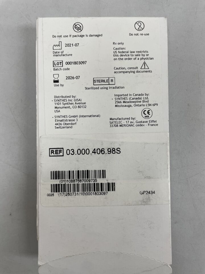 03.000.406.98S - SYNTHES - Scalpel Flat, 21.6 x 11.1 x 3 x 0.5 mm, () - ( Expiry Date: 2026-07-01 )