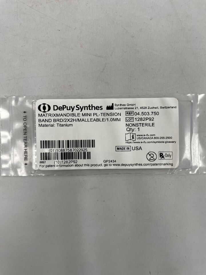04.503.750 - SYNTHES - matrixmandible mini pl-tension band brd/2x2h/malleable/1.0mm, (EA) - ( Expiry Date: 2099-12-31 )