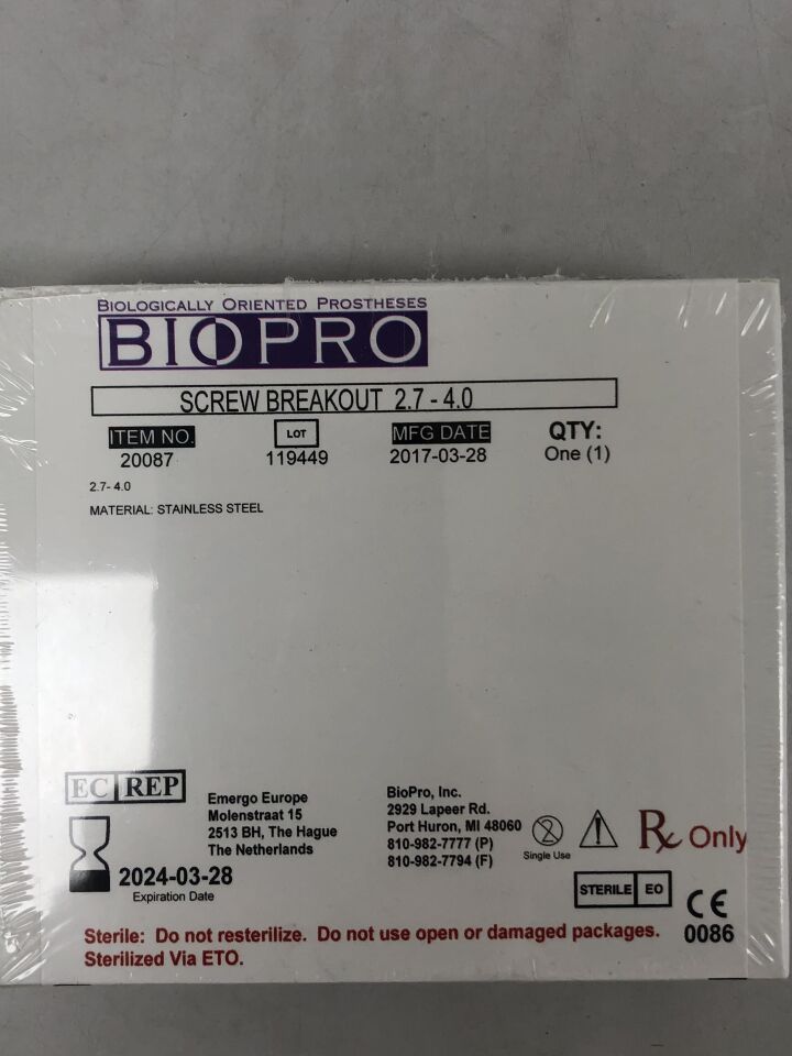 20087 - BIOPRO - Screw Breakout 2.7 - 4.0, (BX/1) - ( Expiry Date: 2024-03-28 )