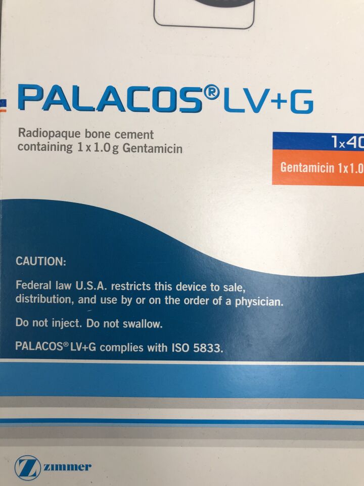 00-1119-140-01 - ZIMMER - PALACOS LV+G  Radiopaque Bone Cement, 1 x 40G with GENTAMICIN 1 x 1.0G, (BX/1) - ( Expiry Date: 2021-09-30 )