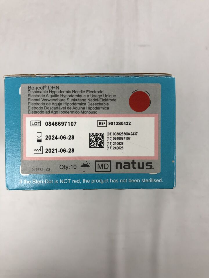 9013S0432 - NATUS - Bo-ject DHN Hypodermic Needle Electrode, 25mm, 27G, Pink, (BX/10) - ( Expiry Date: 2024-06-28 )