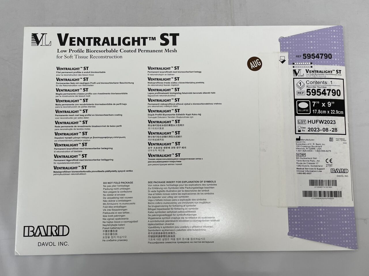5954790 - BARD - Ventralight ST Mesh, Ellipse 7" x 9"
, (BX/1) - ( Expiry Date: 2023-08-28 )