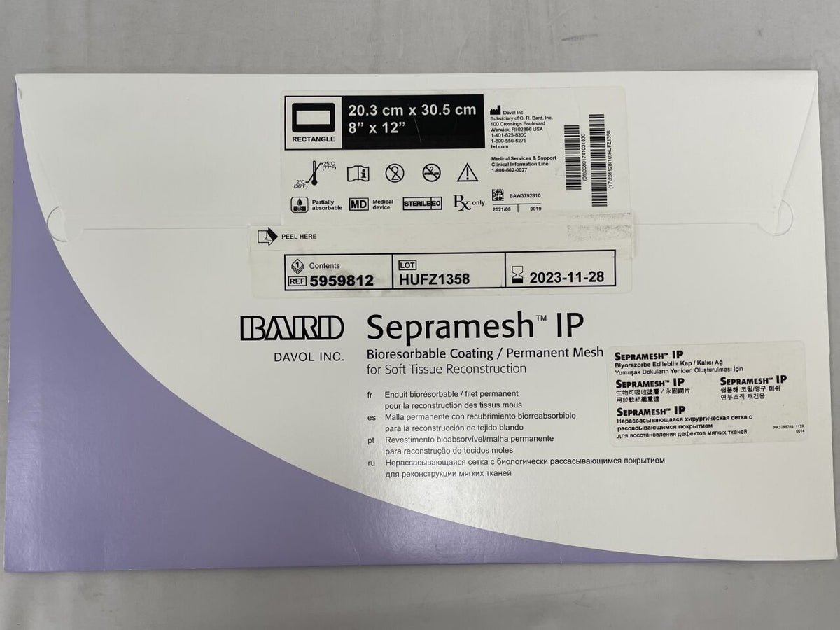 5959812 - BARD - sepramesh ip composite mesh, 8" x 12", (EA)