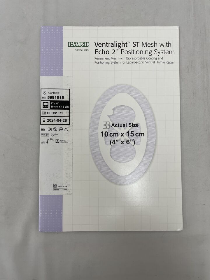 5991015 - BARD - ventralight st mesh, ellipse 4" x 6" w/echo 2 ps, () - ( Expiry Date: 2024-04-28 )