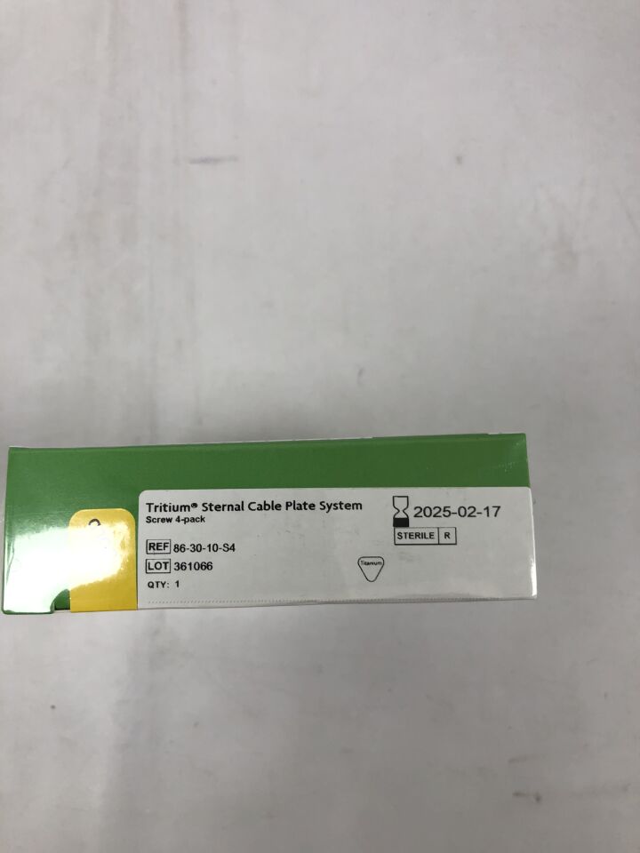 86-30-10-S4 - RTI SURGICAL - 氚胸骨鋼索板系統，螺絲，3.0mm x 10mm，（4 枚/盒）-（有效期至：2025-02-17）