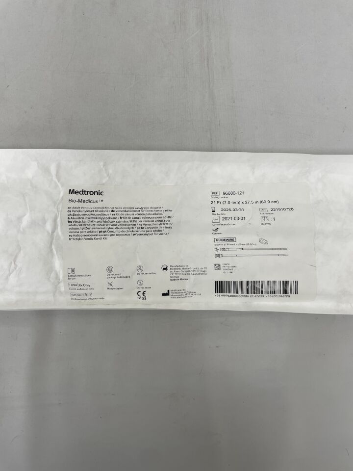 96600-121  -  MEDTRONIC  -  bio-medicus nextgen femoral venous cannula 21f x 64.8cm, 3/8" non-vented , ( EA )  -  ( Expiry Date : 2025-03-31 )