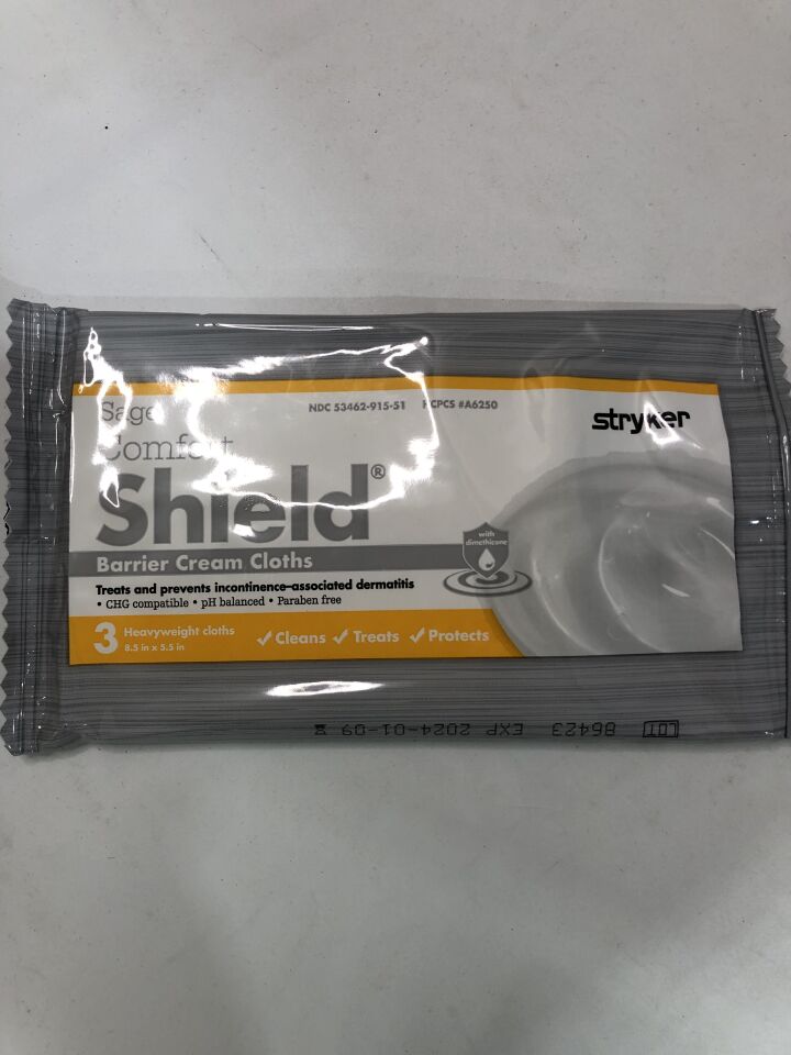 7502 - STRYKER - Sage Comfort Shield Barrier Cream Cloths, 3 pack, 8.5” x 5.5”, (CS/50) - ( Expiry Date: 2024-01-09 )