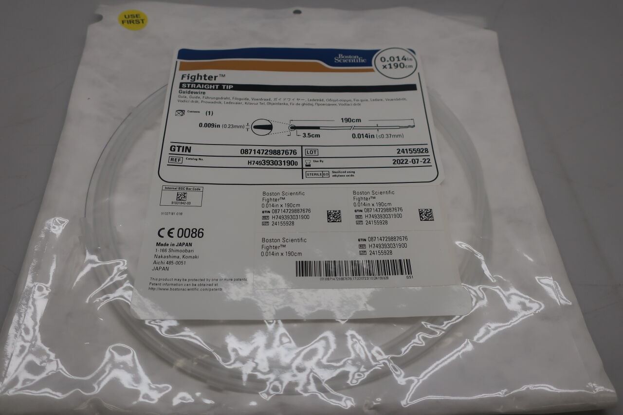 39303190 - BOSTON SCIENTIFIC - Fighter Guidewire, Straight Tip, .014" x 190cm, (EA) - ( Expiry Date: 2022-09-18 )