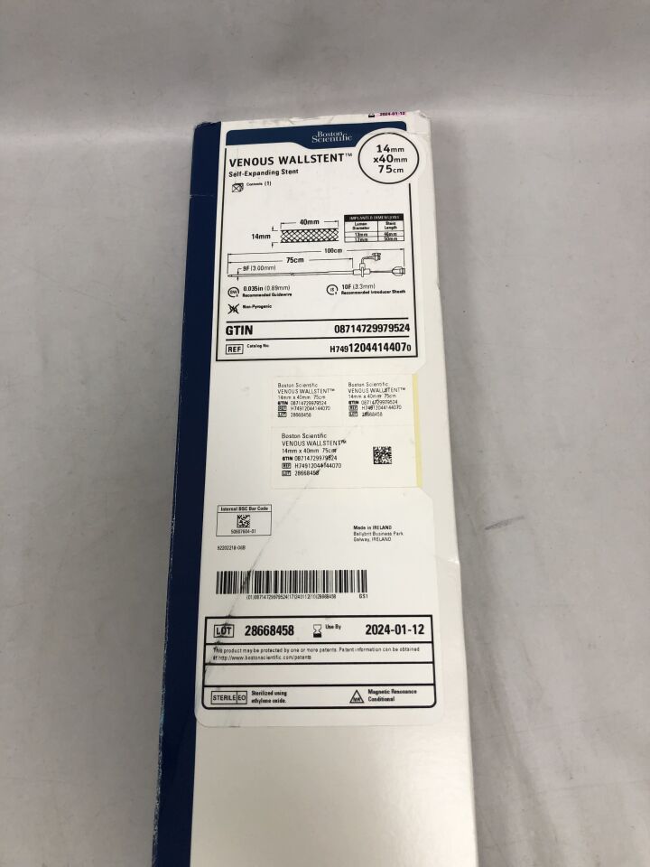 1204414407 - BOSTON SCIENTIFIC - Venous Wallstent, Self-Expanding, 14mm X 40mm X 75cm, (BX/1) - ( Expiry Date: 2024-01-12 )