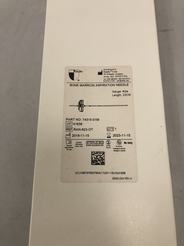 RAN-823-OT - RANFAC - Bone Marrow Aspiration Needle, 8G, 23cm length, (BX/1) - ( Expiry Date: 2023-11-15 )