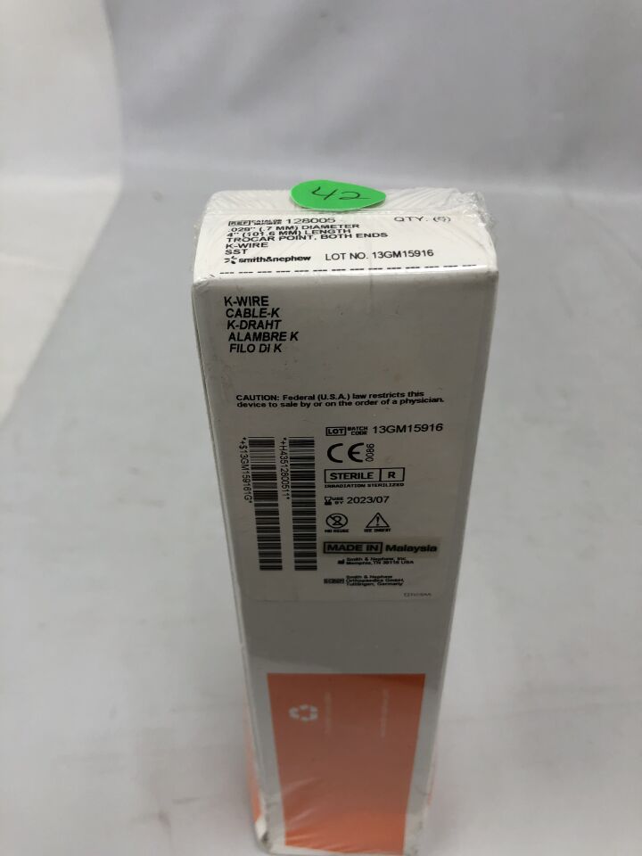 128005 - SMITH & NEPHEW - K-Wire Trocar Point, Both Ends 0.028" x 4", (BX/6) - ( Expiry Date: 2023-07-01 )