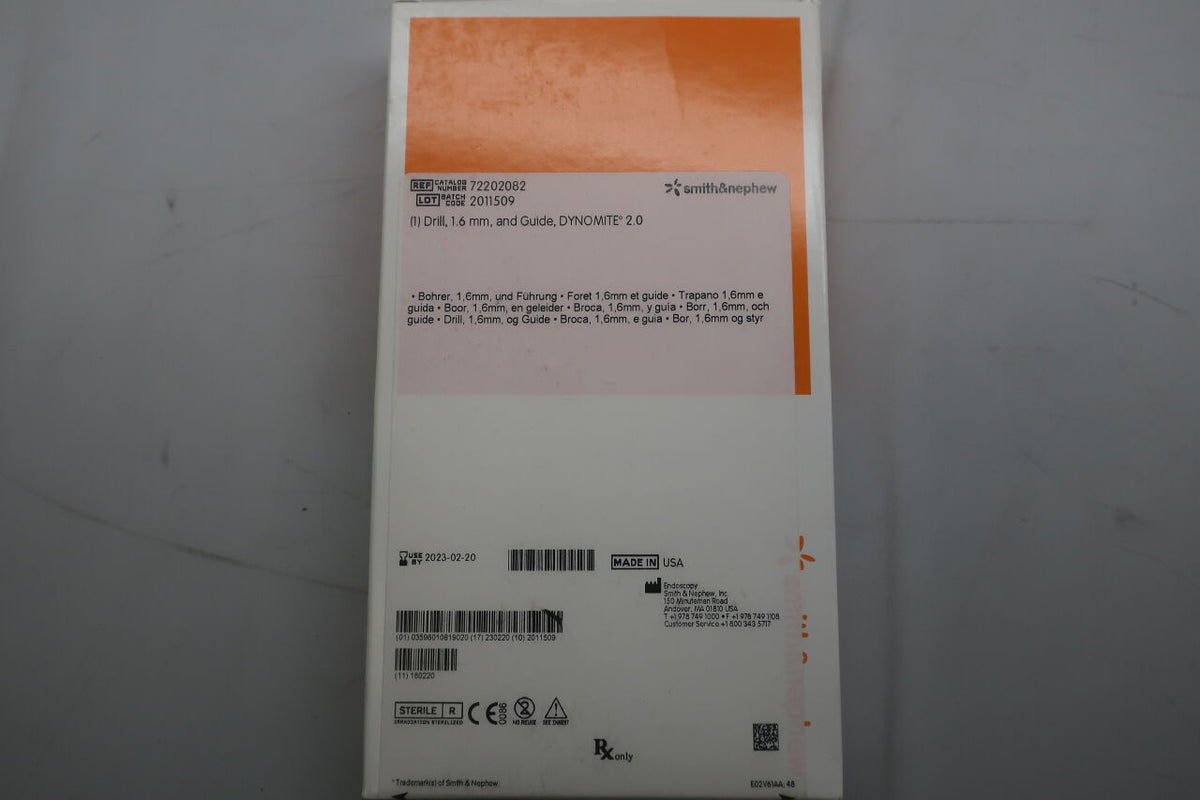 72202082 - SMITH & NEPHEW - Drill, 1.6mm and Guide, Dynomite 2.0, (BX/1)
