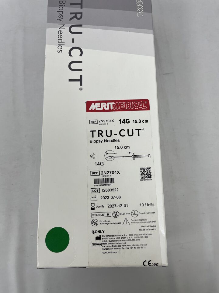 2N2704X - MERIT MEDICAL - AGUJA DE BIOPSIA TRU-CUT 14G X 15cm, ( ) - ( Fecha de caducidad : 2027-12-31 )