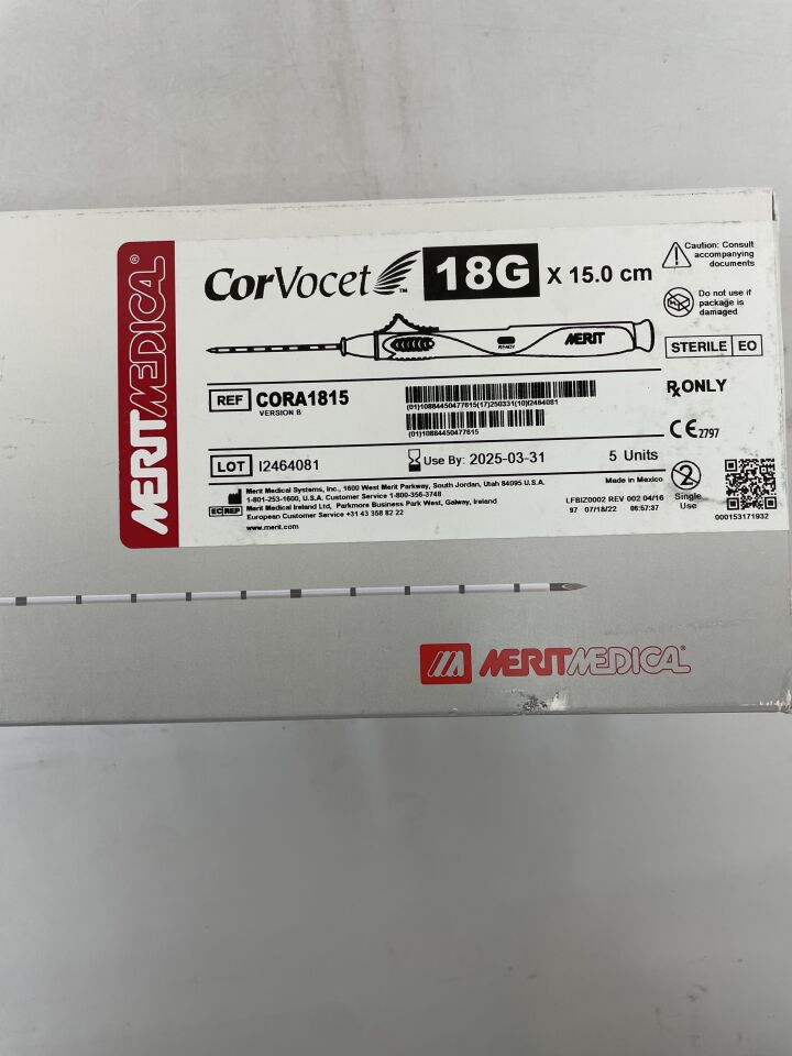 CORA1815/B - MERIT MEDICAL - Dispositivo de biopsia Corvocet, solo 18 g x 15 cm (caja de 5) - (Fecha de caducidad: 31/03/2025)