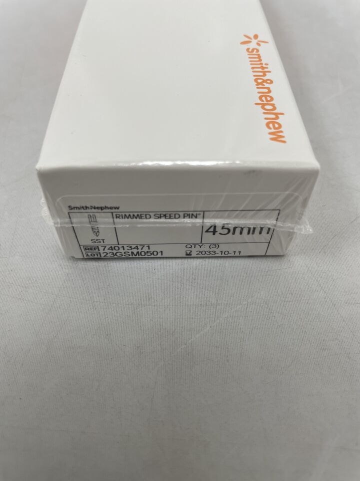 74013471 - SMITH &amp; NEPHEW - Pasador de velocidad con borde de 45 mm, acero inoxidable, (BX/3) - (Fecha de caducidad: 11/10/2033)