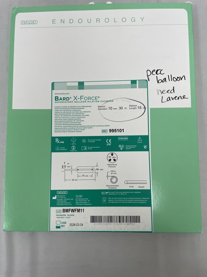 995101 - BARD - x-force n30 nephrostomy balloon dilation catheter 10mm x 150mm, (BX/1) - ( Expiry Date: 2024-03-04 )