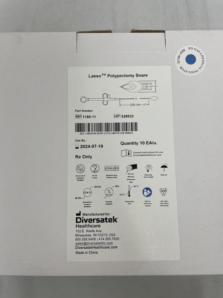 1180-11 - DIVERSATEK HEALTHCARE - lasso polypectomy snare, 3-in-1 hex 10/15/25mm x 230cm, (BX/10) - ( Expiry Date: 2024-07-19 )