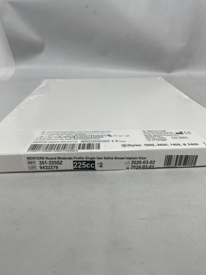 351-225SZ - MENTOR - Round Moderate Profile  Saline Breast Implant Sizer, 225cc, () - ( Expiry Date: 2024-03-01 )