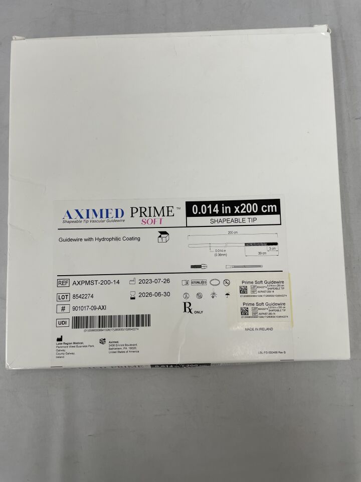 AXPMST-200-14 - AXIMED - Guía con recubrimiento hidrofólico de 0,014 x 200 cm, (caja/1) - (Fecha de caducidad: 30/06/2026)