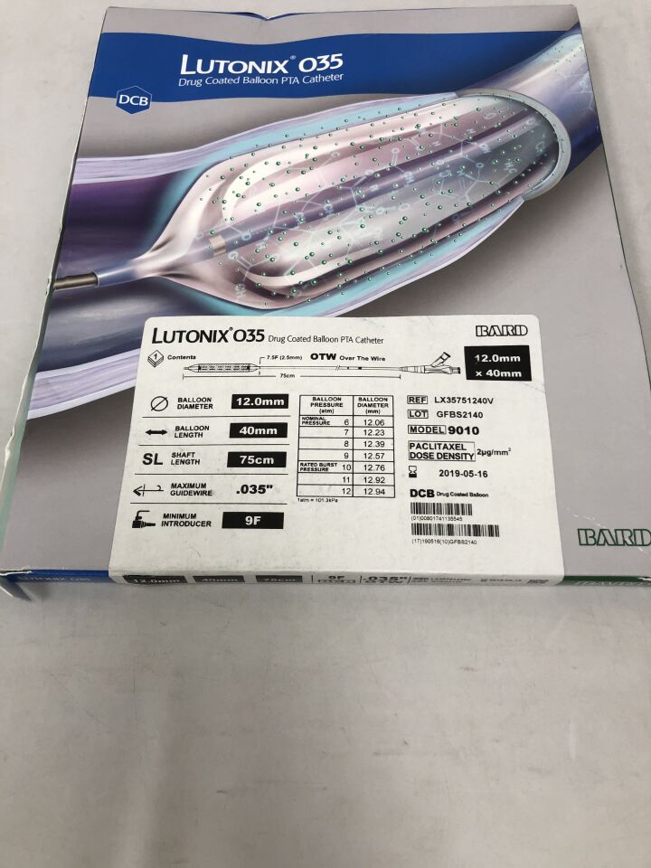 LX35751240V - BARD - Lutonix OTW AV Drug Coated Balloon PTA Catheter, 12mm X 40mm, 75cm, (BX/1) - ( Expiry Date: 2019-05-16 )
