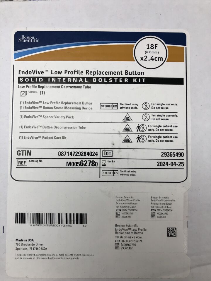6278 - BOSTON SCIENTIFIC - EndoVive Low Profile Replacement Button, Solid Internal Bolster Kit, 18F x 2.4cm, () - ( Expiry Date: 2024-04-25 )