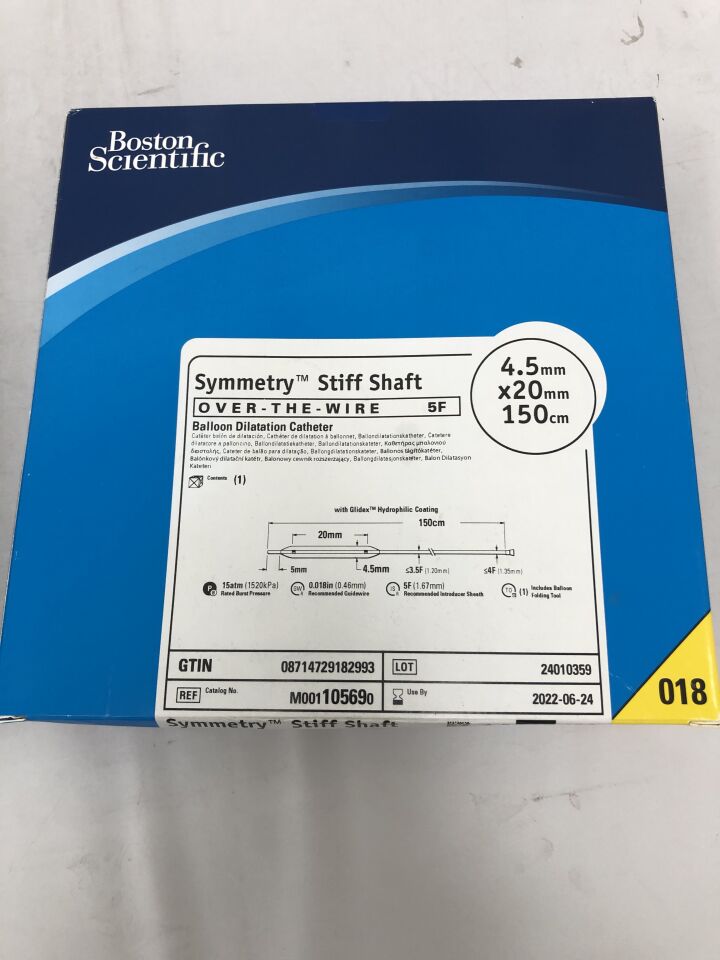 10569 - BOSTON SCIENTIFIC - Symmetry Stiff Shaft Over-The-Wire Balloon Dilatation Catheter, 5F, 4.5mm X 20mm X 150cm, (BX/1) - ( Expiry Date: 2022-06-24 )