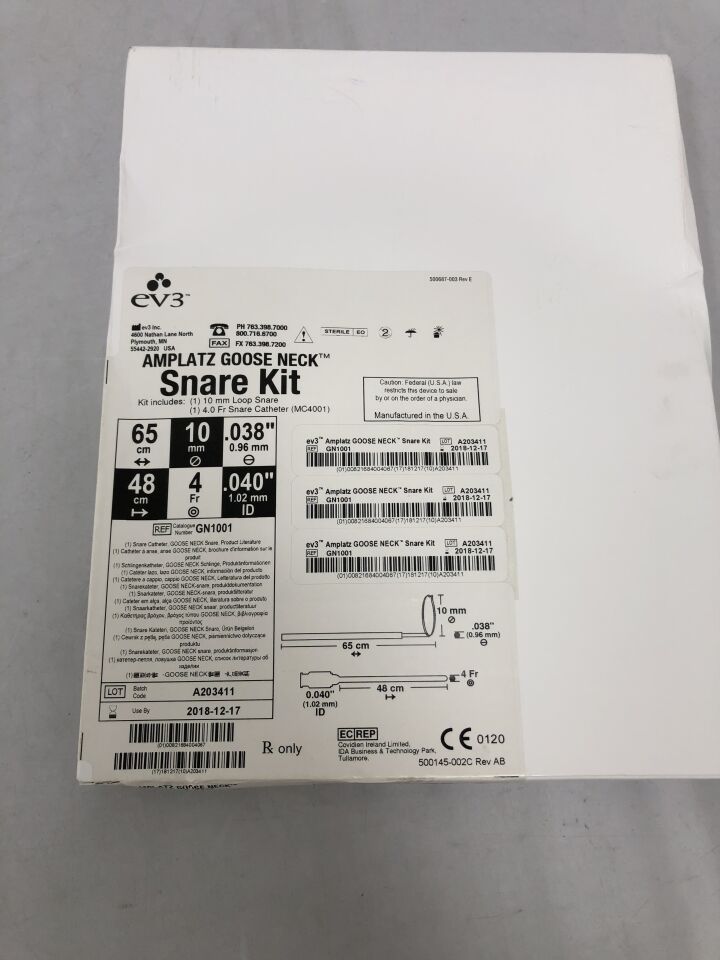 GN1001 - COVIDIEN - EV3 Amplatz Goose Neck Snare Kit, 65cm X 10mm X 0.038in, (BX/1) - ( Expiry Date: 2018-12-17 )