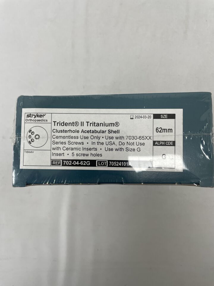 702-04-60G - STRYKER - TRIDENT II TRITANIUM CLUSTER 62mm, (BX/1) - ( Expiry Date: 2024-03-20 )