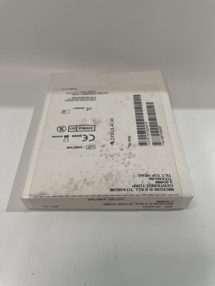70142034 - GRYUS - Micron II All Titanium Monolithic Centered Torp 3.0mm x 3.0mm, () - ( Expiry Date: 2024-08-01 )