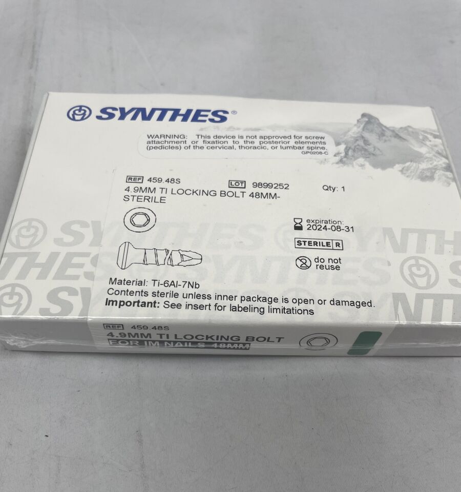 459.48S - SYNTHES - 4.9MM TI LOCKING BOLT 48mm, (BX/1) - ( Expiry Date: 2024-08-31 )