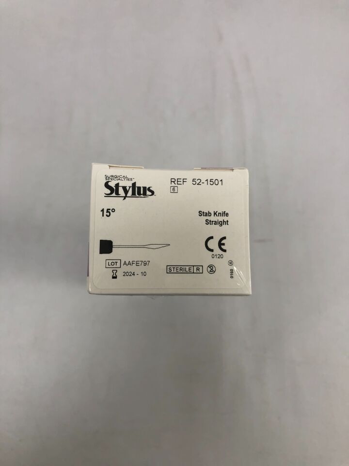 52-1501 - SURGICAL SPECIALTIES - MICROSURGICAL 15degree STAB KNIFE, STRAIGHT, (BX/6) - ( Expiry Date: 2024-08-31 )