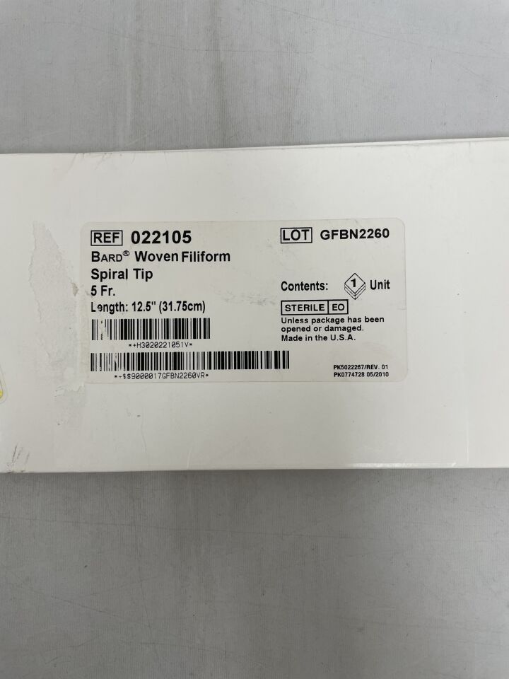 22105 - BARD - Woven Filiform Spiral Tip 5Fr 12.5inch, (EA) - ( Expiry Date: 2023-08-01 )