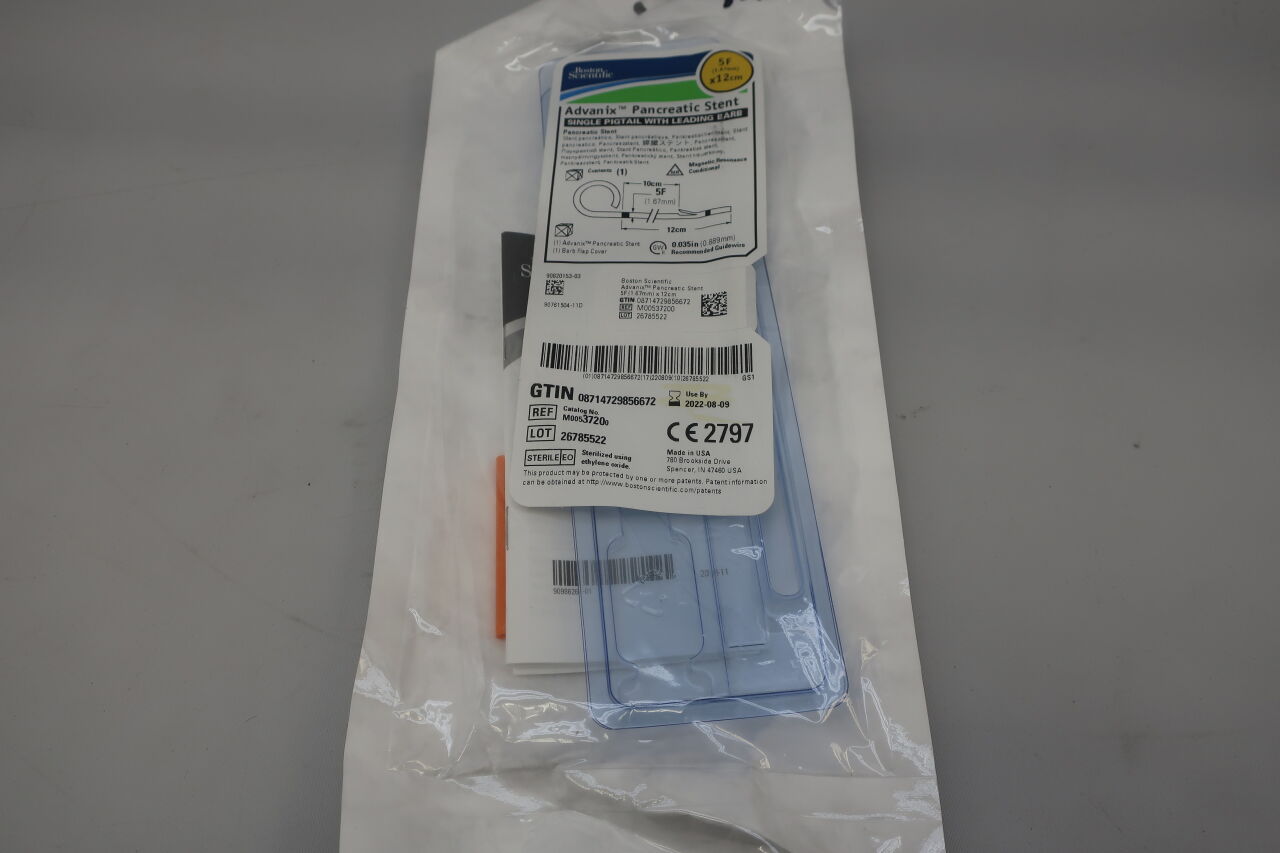 3720 - BOSTON SCIENTIFIC - Advanix Pancreatic Stent - Single Pigtail with Leading Barb - 5Fr x 12cm
, () - ( Expiry Date: 2024-04-23 )
