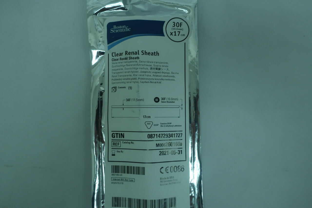 260160 - BOSTON SCIENTIFIC - Clear Renal Sheath, 30F x 17cm, (EA) - ( Expiry Date: 2024-03-28 )