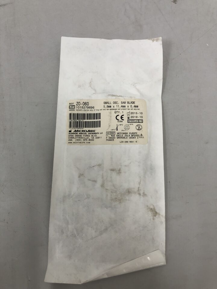 Z0-060 - MICRO-AIRE - Small Oscillating Saw Blade, 5.8mm X 11.4mm X 0.4mm, (EA) - ( Expiry Date: 2019-10-01 )