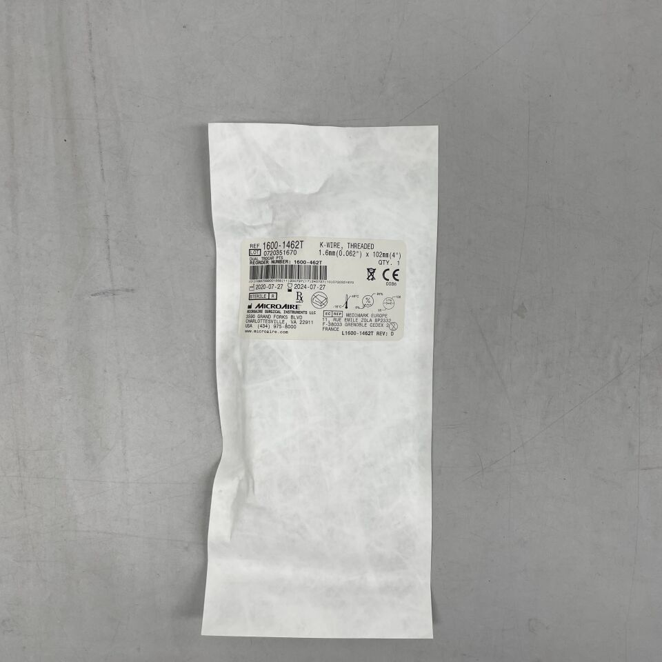 1600-462T - MICRO-AIRE - K-Wire Threaded Double Trocar Points, 0.062 X 4 inch, (EA) - ( Expiry Date: 2024-07-27 )