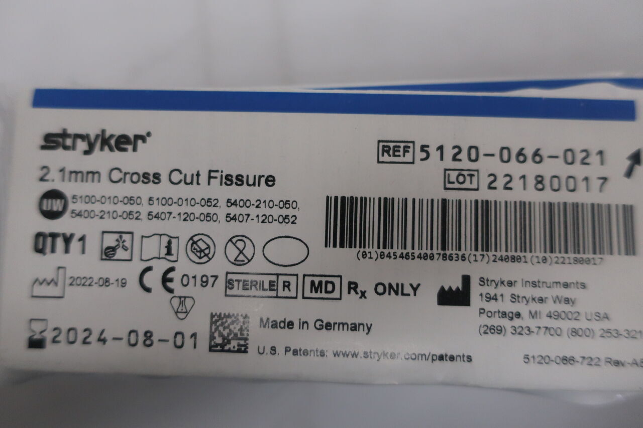 5120-066-021 - STRYKER - 2.1mm cross cut fissure , (EA) - ( Expiry Date: 2024-08-01 )