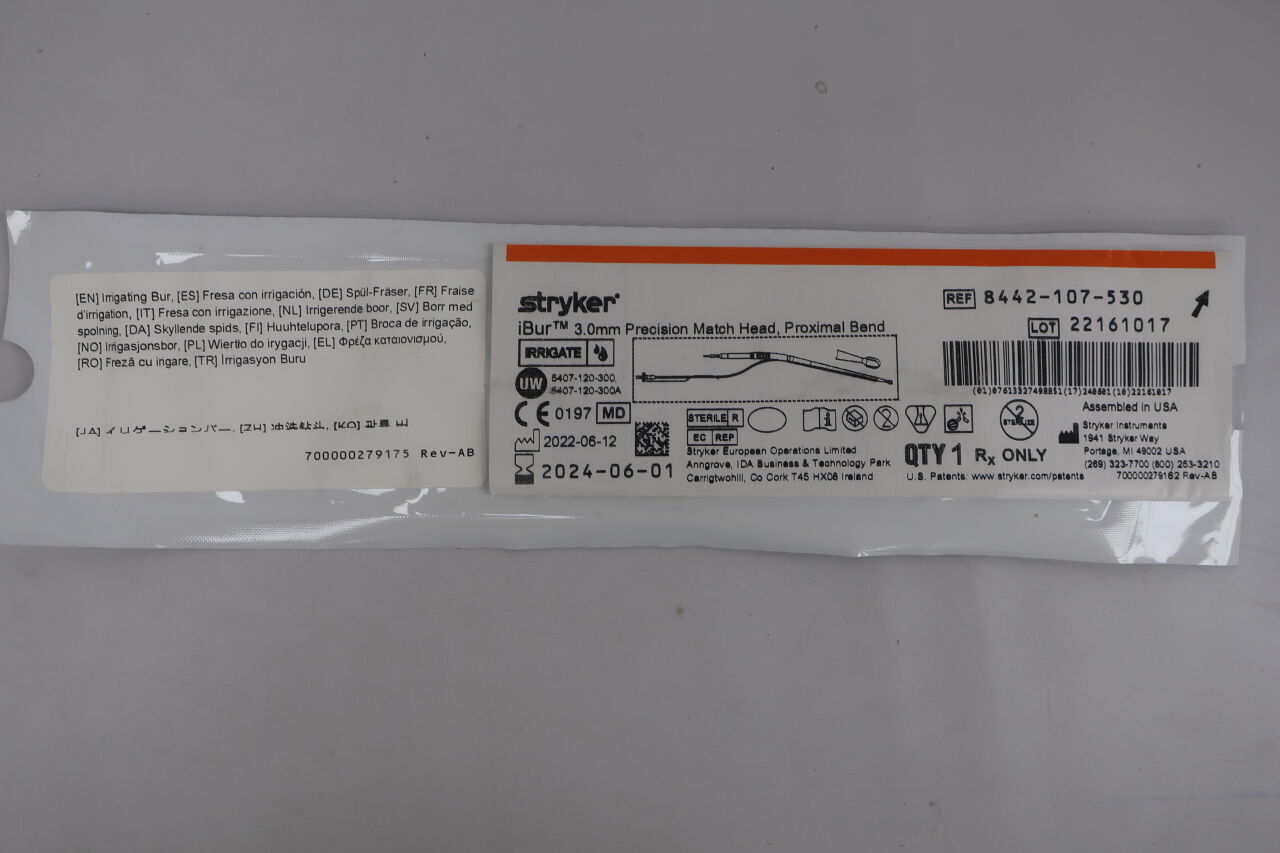 8442-107-530 - STRYKER - 3.0mm Precision Match Head, Proximal Bend, (EA) - ( Expiry Date: 2024-06-01 )