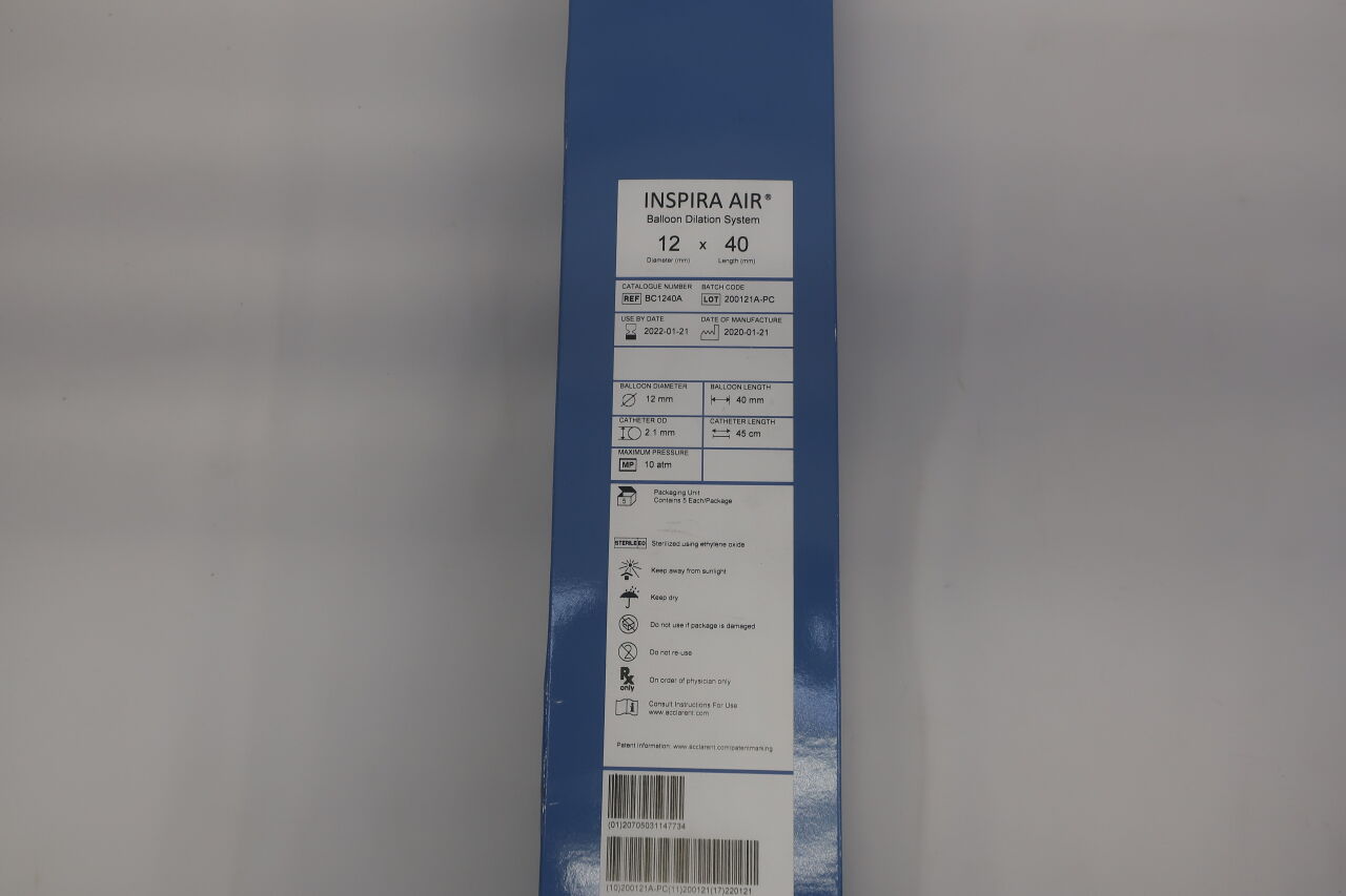 BC1240A - ACCLARENT - INSPIRA AIR BALLOON DILATION SYSTEM 12x40, () - ( Expiry Date:  )